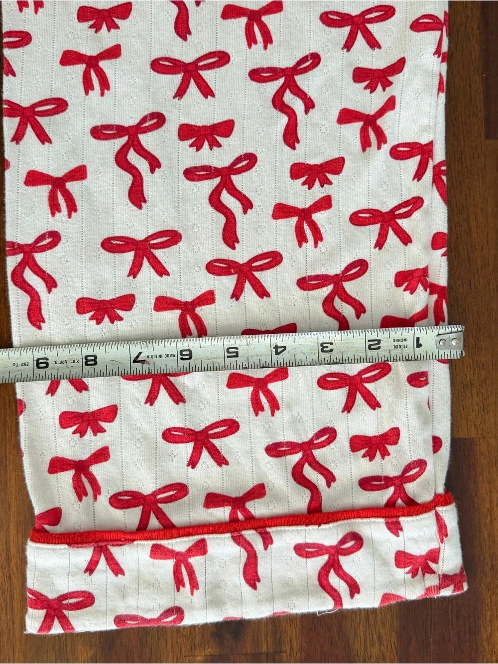 SIIX Collection Red Bows Organic Cotton Pointelle Pajama Lounge Set Size S